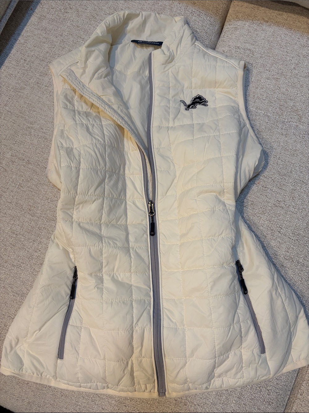 Cutter & Buck Cream Quilted Detroit Lions NFL Women's Vest